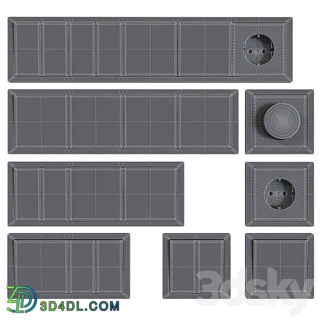 Schneider Electric sockets and switches with markings Miscellaneous 3D Models 3DSKY