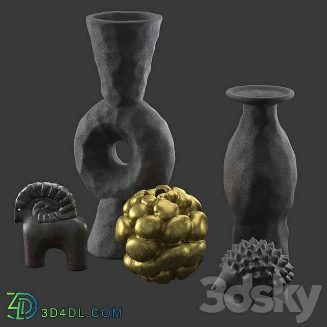 Volcanic Vases and Decorative Objects set 3D Models 3DSKY