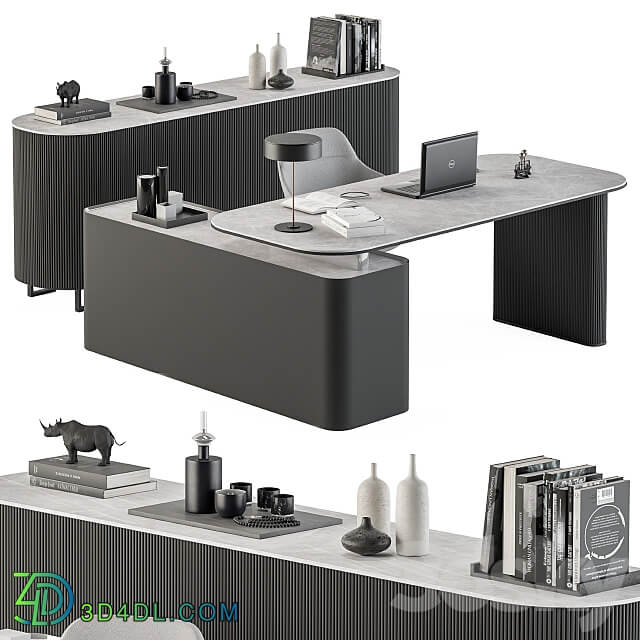 Boss Desk Black and Gray Office Furniture 236 3D Models