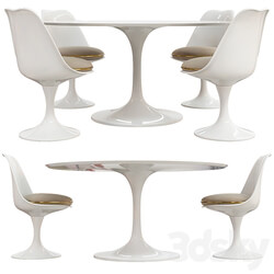 Saarinen tulip table chairs 3D Models 3DSKY 