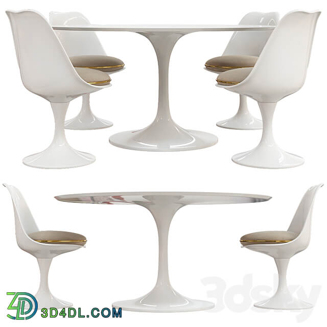 Saarinen tulip table chairs 3D Models 3DSKY
