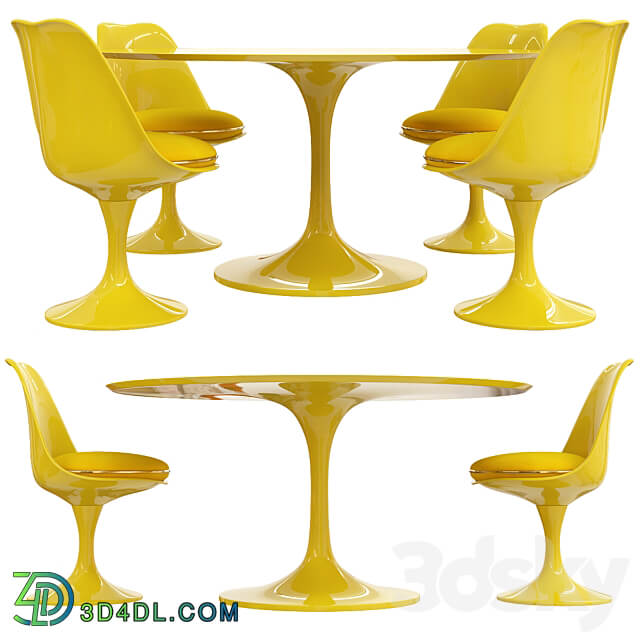 Saarinen tulip table chairs 3D Models 3DSKY