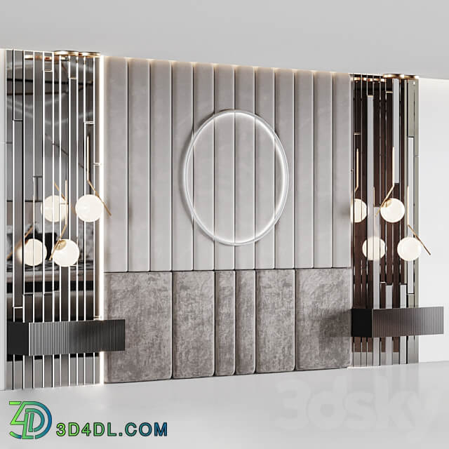 Headboard with pedestals and lamps 3D Models 3DSKY