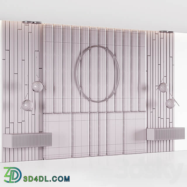 Headboard with pedestals and lamps 3D Models 3DSKY