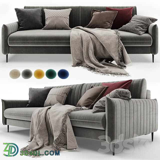 Straight sofa Swout Velvet Beige Mustard Gray Barhat Blue Emerland from Divanru 3D Models 3DSKY