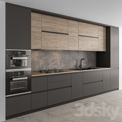Kitchen Modern Black and Wood 65 Kitchen 3D Models 3DSKY 