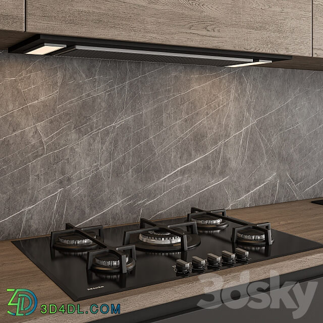 Kitchen Modern Black and Wood 65 Kitchen 3D Models 3DSKY