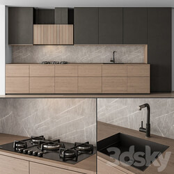 Kitchen Modern Black and Wood 76 Kitchen 3D Models 3DSKY 