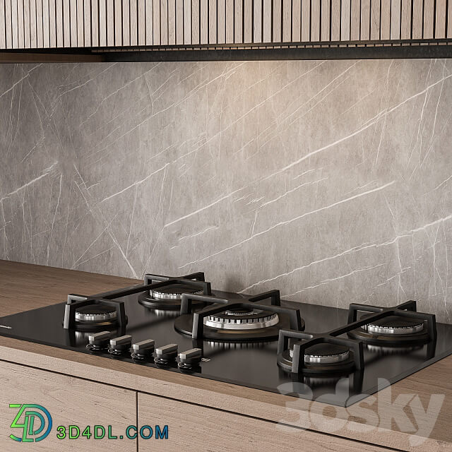 Kitchen Modern Black and Wood 76 Kitchen 3D Models 3DSKY