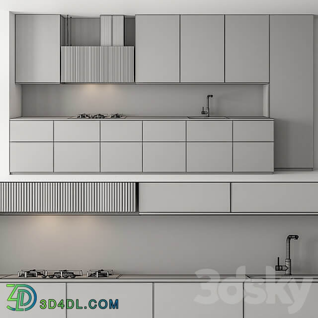 Kitchen Modern Black and Wood 76 Kitchen 3D Models 3DSKY