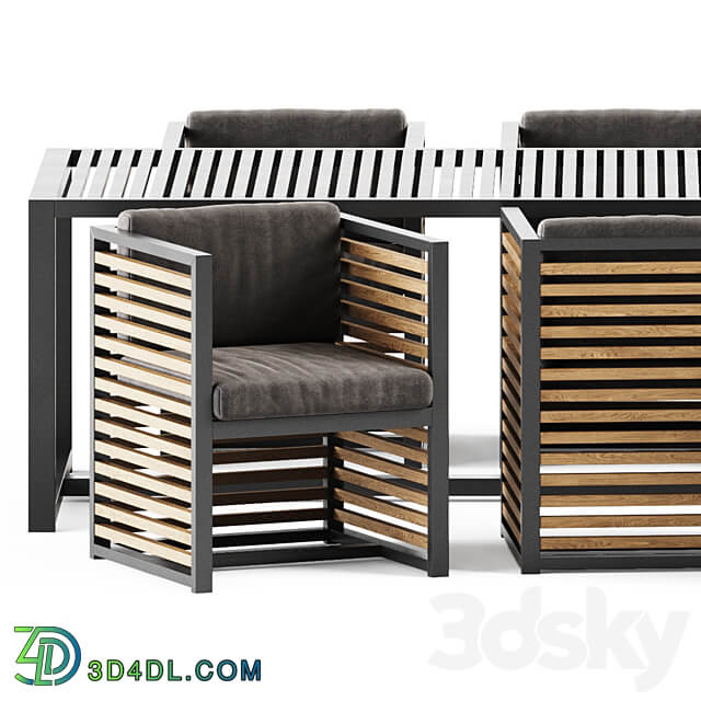 Outdoor Table and Armchair Dna teak by Gandia Blasco Outdoor furniture Table Chair 3D Models 3DSKY