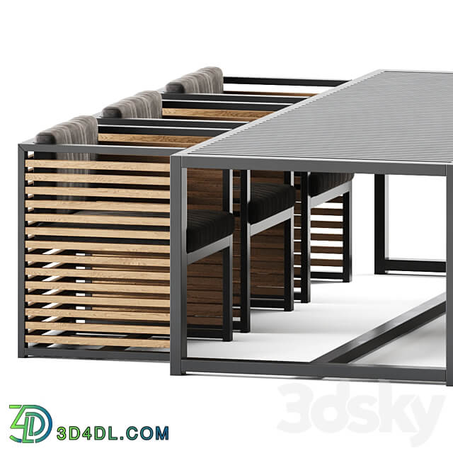 Outdoor Table and Armchair Dna teak by Gandia Blasco Outdoor furniture Table Chair 3D Models 3DSKY