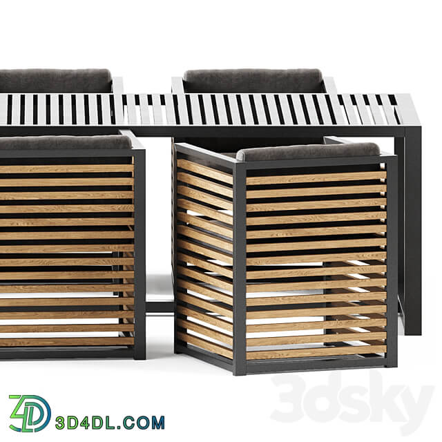 Outdoor Table and Armchair Dna teak by Gandia Blasco Outdoor furniture Table Chair 3D Models 3DSKY