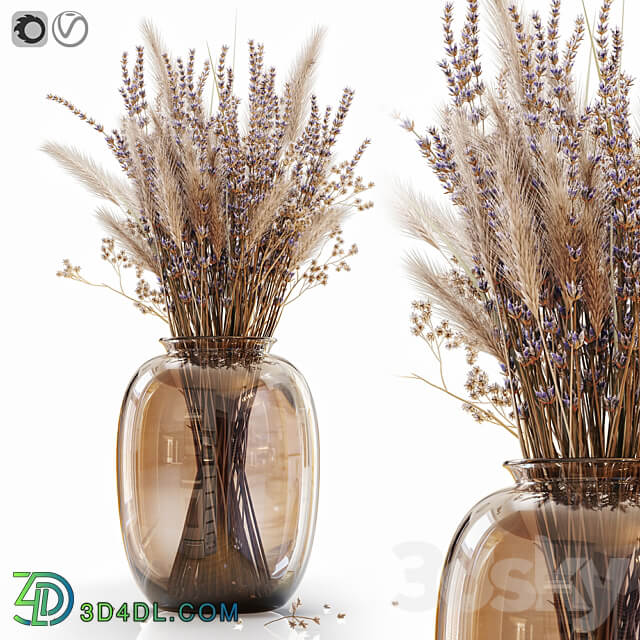 Dry flowers in modern vase 4 3D Models 3DSKY