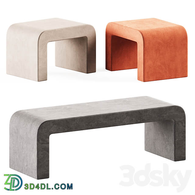 Reeno Benchh by Grazia Co Upholstered bench 3D Models 3DSKY