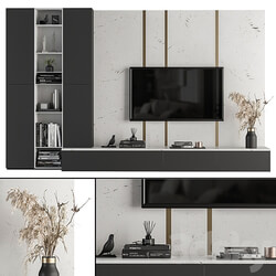 TV Wall White and Stone Set 27 TV Wall 3D Models 3DSKY 