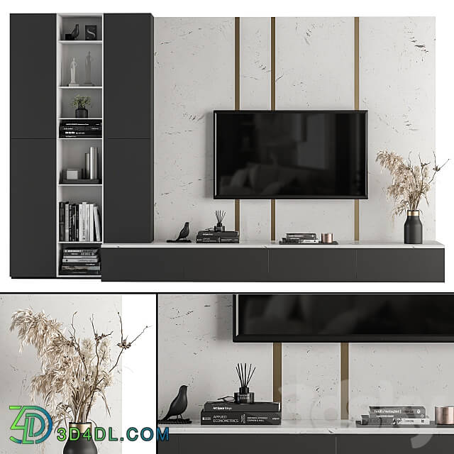 TV Wall White and Stone Set 27 TV Wall 3D Models 3DSKY