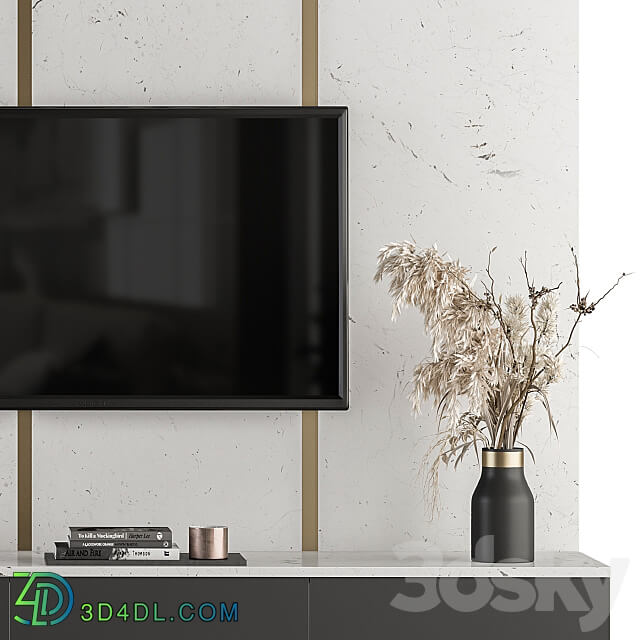 TV Wall White and Stone Set 27 TV Wall 3D Models 3DSKY