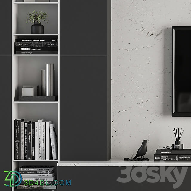 TV Wall White and Stone Set 27 TV Wall 3D Models 3DSKY