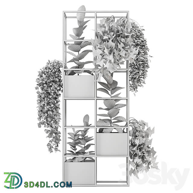 indoor plants in rusty concrete pot on metal shelf Set 110 3D Models 3DSKY