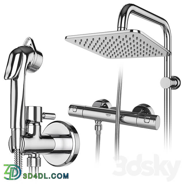 Faucets and shower systems Grohe and IDEAL standard set 146 Faucet 3D Models 3DSKY