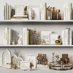 Decorative Set 37. White and gold books. 3D Models 3DSKY 