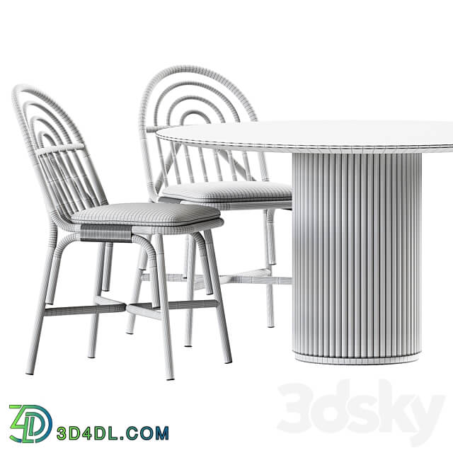 Table Palais royal By asplund and Chair Rotin by Guillaume Delvigne Table Chair 3D Models 3DSKY