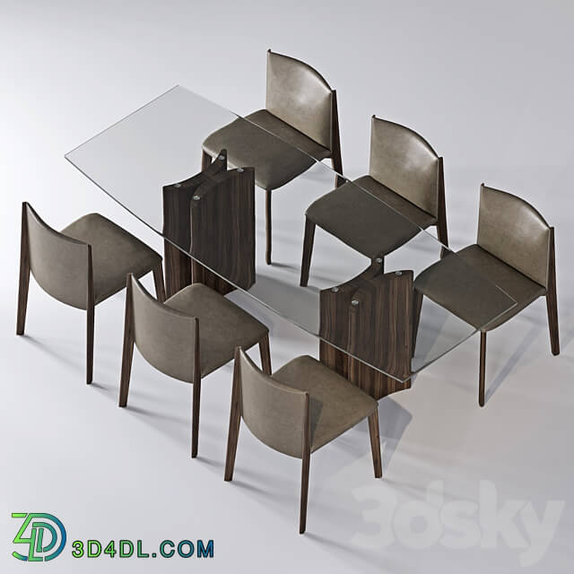 porada dining set v4 Table Chair 3D Models 3DSKY