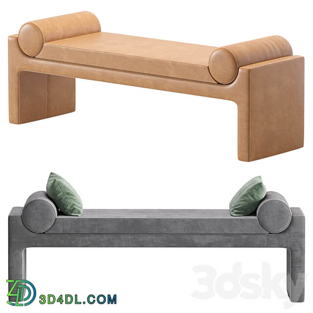 Coco Republic Bleecker Bench Velvet and Leather 8 set 3D Models 3DSKY