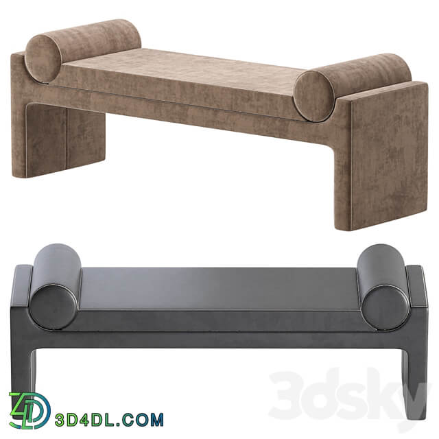 Coco Republic Bleecker Bench Velvet and Leather 8 set 3D Models 3DSKY