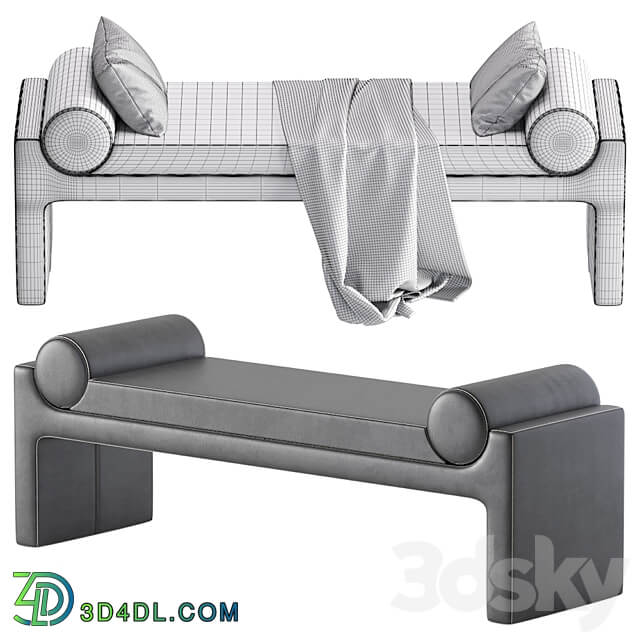 Coco Republic Bleecker Bench Velvet and Leather 8 set 3D Models 3DSKY