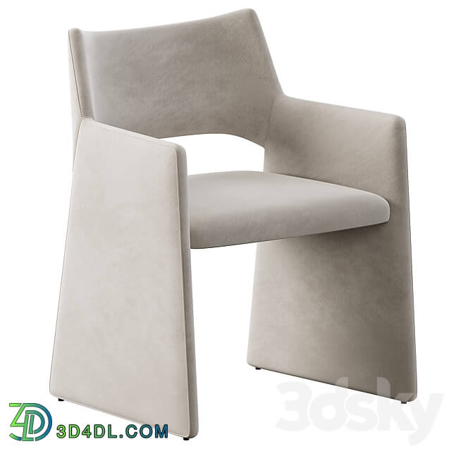 CB2 Foley Faux Mohair Gray Dining Armchair 3D Models 3DSKY