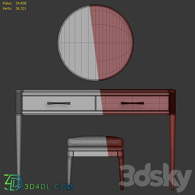 Dressing table console with mirror Venice. Dressing table vanity by Classico Italiano 3D Models 3DSKY