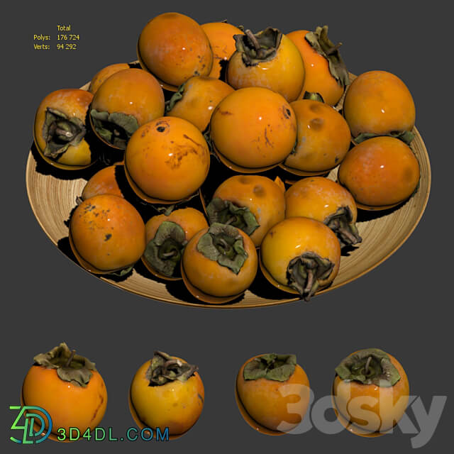 Persimmon kinglet on a platter 3D Models 3DSKY