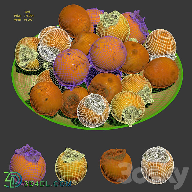 Persimmon kinglet on a platter 3D Models 3DSKY