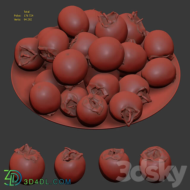 Persimmon kinglet on a platter 3D Models 3DSKY