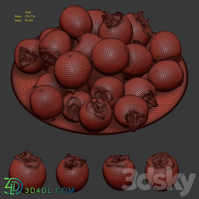 Persimmon kinglet on a platter 3D Models 3DSKY