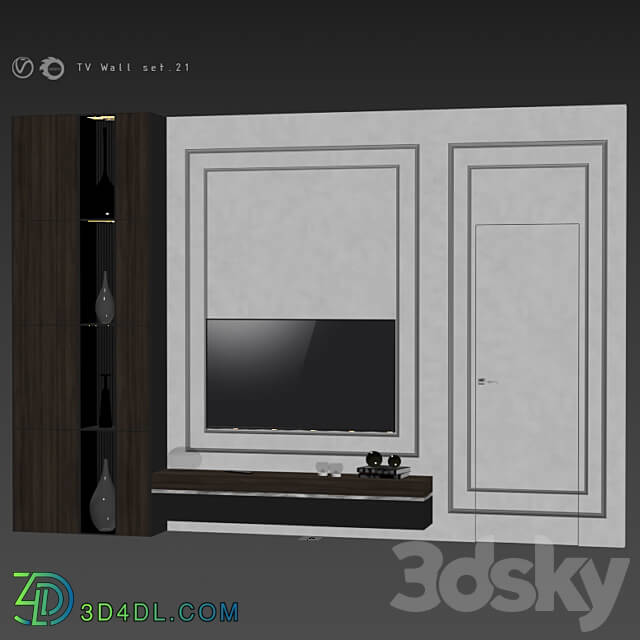 TV Wall Set 21 3D Models 3DSKY