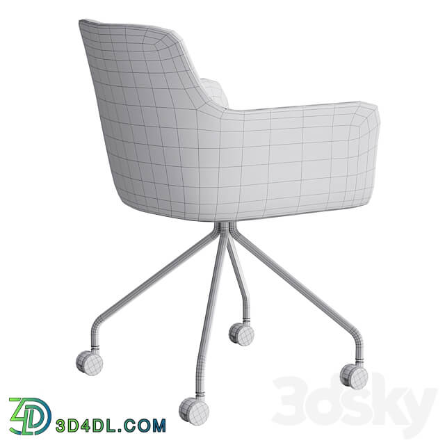 Office chair City by Quadrifoglio fabric on metal legs with casters 3D Models 3DSKY