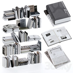 Gray and white books set vol4 3D Models 3DSKY 