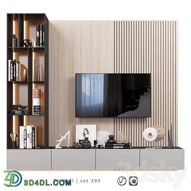 TV Wall set 394 TV shelf TV Wall 3D Models 3DSKY