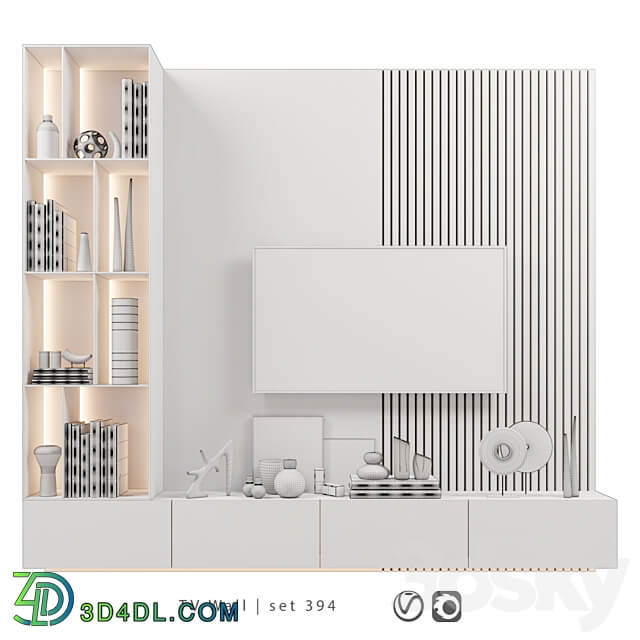 TV Wall set 394 TV shelf TV Wall 3D Models 3DSKY