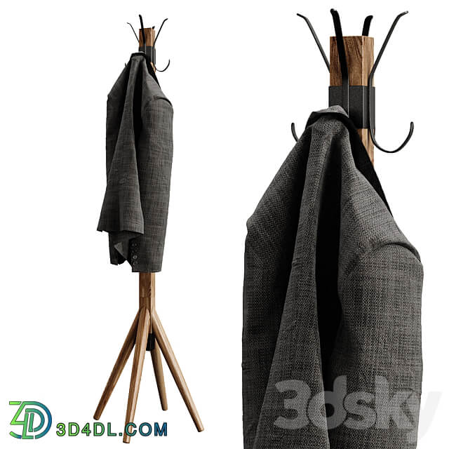 Wooden floor hanger jacket clothes hallway Hallway 3D Models 3DSKY