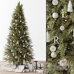 Christmas Decoration 33 Christmas Green and White Tree with Gift 3D Models 3DSKY 