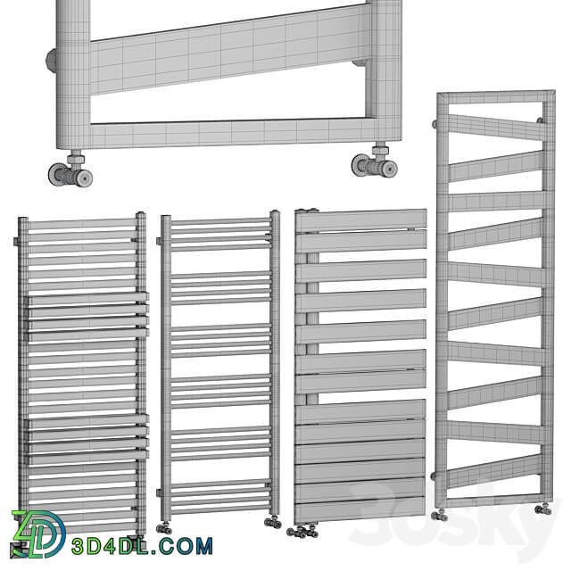 Towel Radiators set 3 3D Models 3DSKY