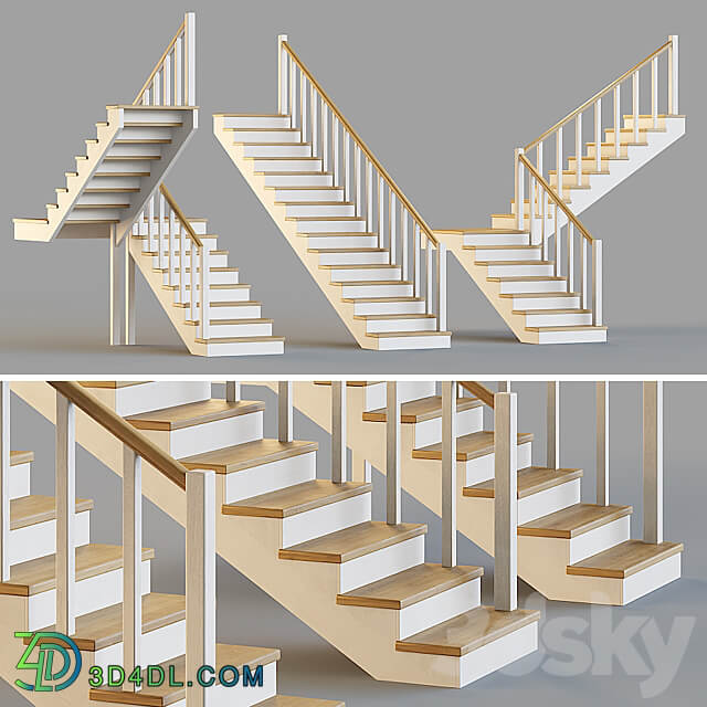 Wooden stairs for a private house 1 3D Models 3DSKY
