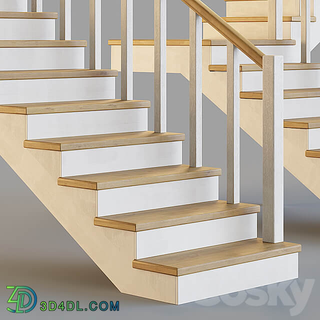 Wooden stairs for a private house 1 3D Models 3DSKY