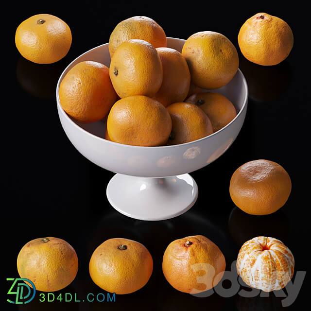 Tangerines in a tall bowl 3D Models 3DSKY