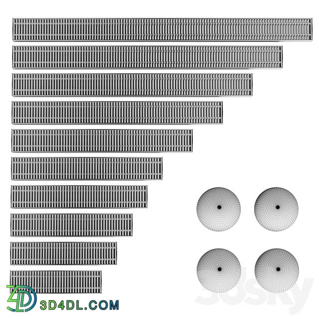 A set of water floor convectors. 600 2000mm. 4 colors 3D Models 3DSKY