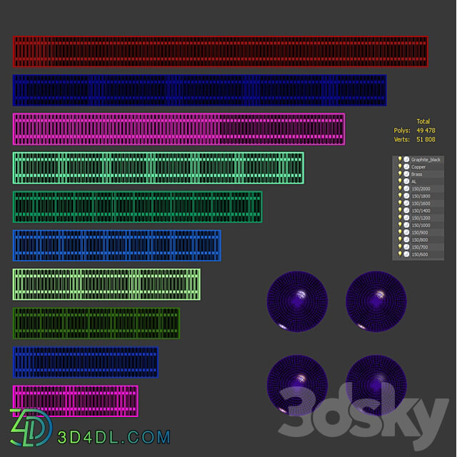 A set of water floor convectors. 600 2000mm. 4 colors 3D Models 3DSKY